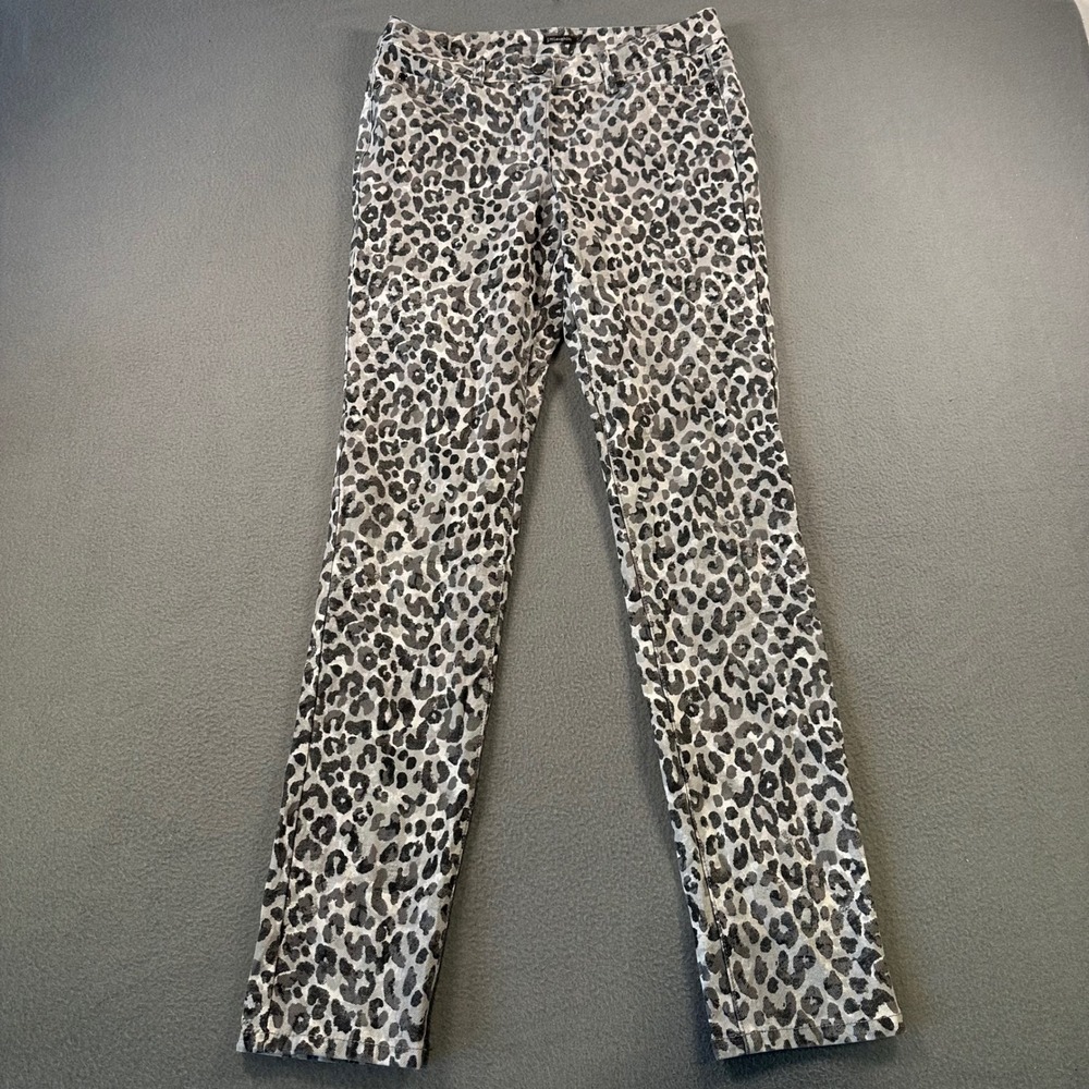 J.McLaughlin Gray Leopard Print Slim Straight Pants Womens Size 4 Animal Print